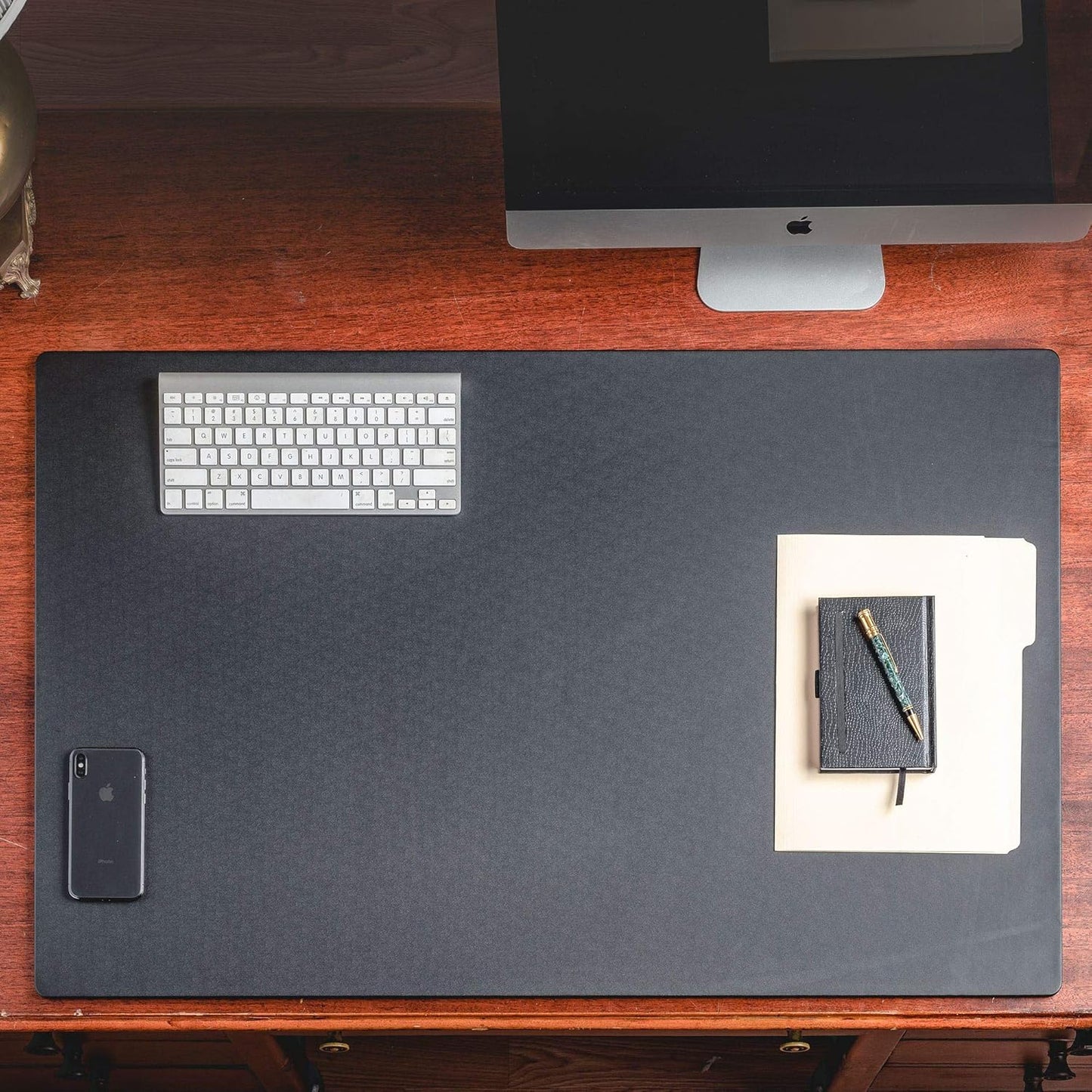 Dacasso Black Leatherette 38" x 24" Without Rails Desk Mat, 38 by 24-Inch, Model:P1032