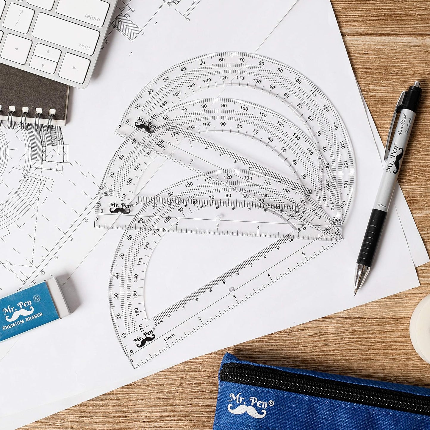 Mr. Pen Protractor, 6 Inches Protractor, Pack of 3