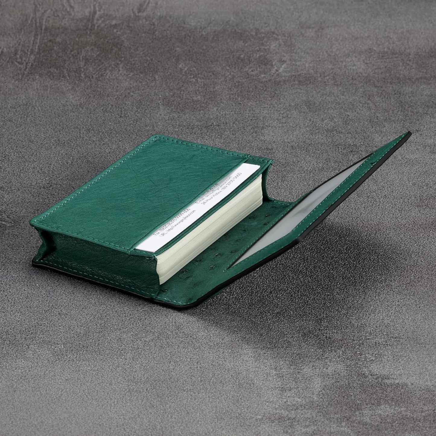 Leather Business Card Case Holder for Men & Women, Italian Calfskin