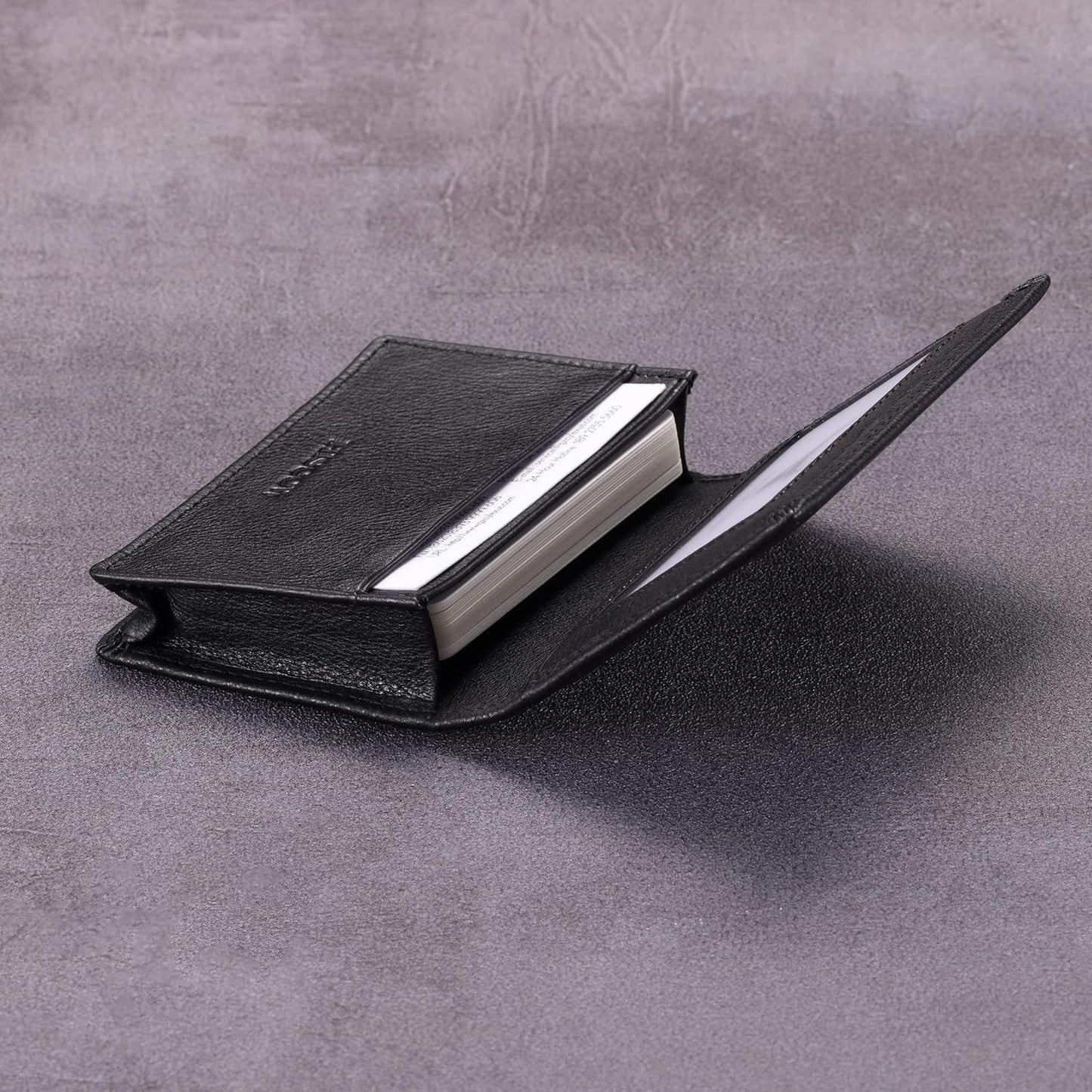 Leather Business Card Case Holder for Men & Women, Italian Calfskin