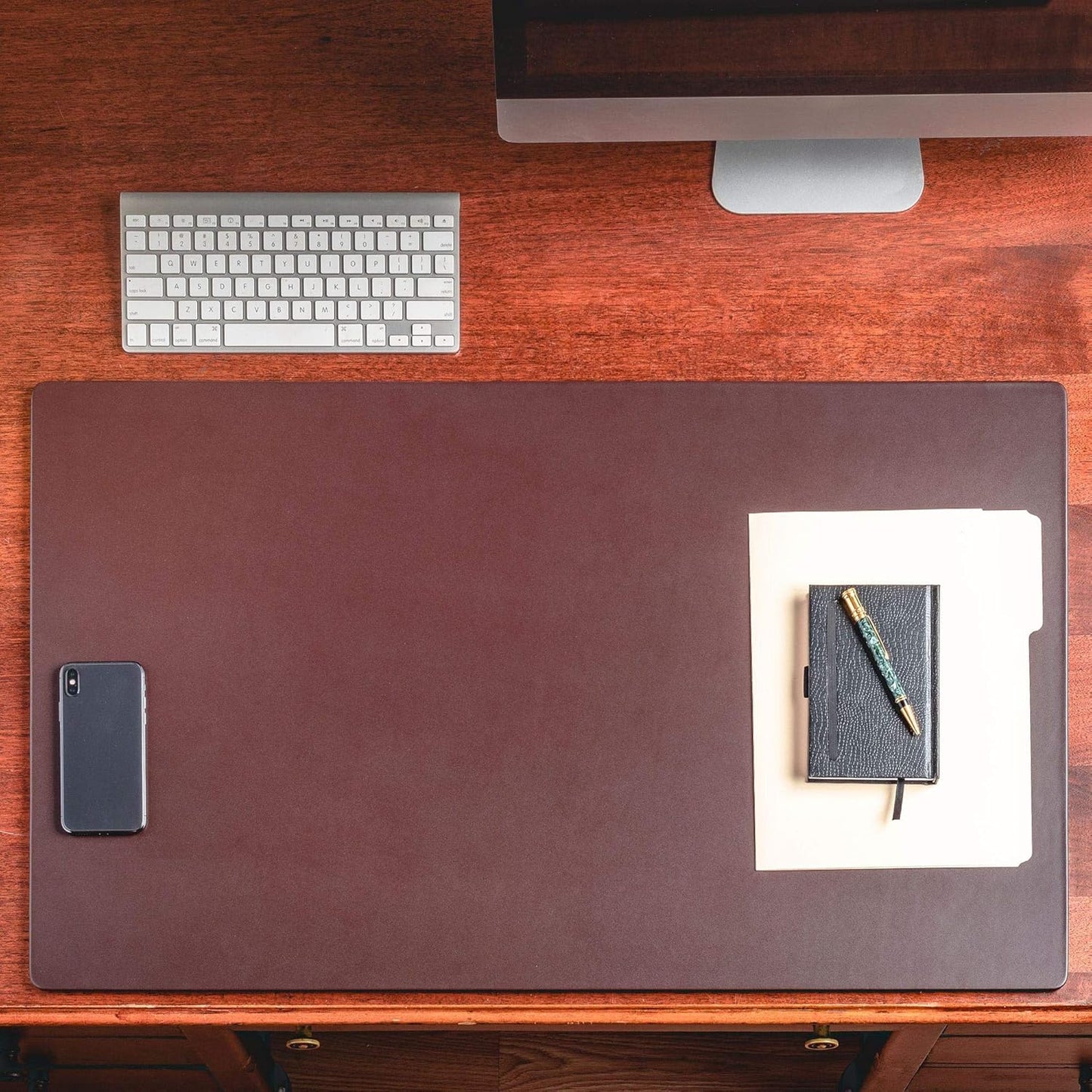 Dacasso Classic Leather Mat Desk pad, 34" x 20", Chocolate Brown
