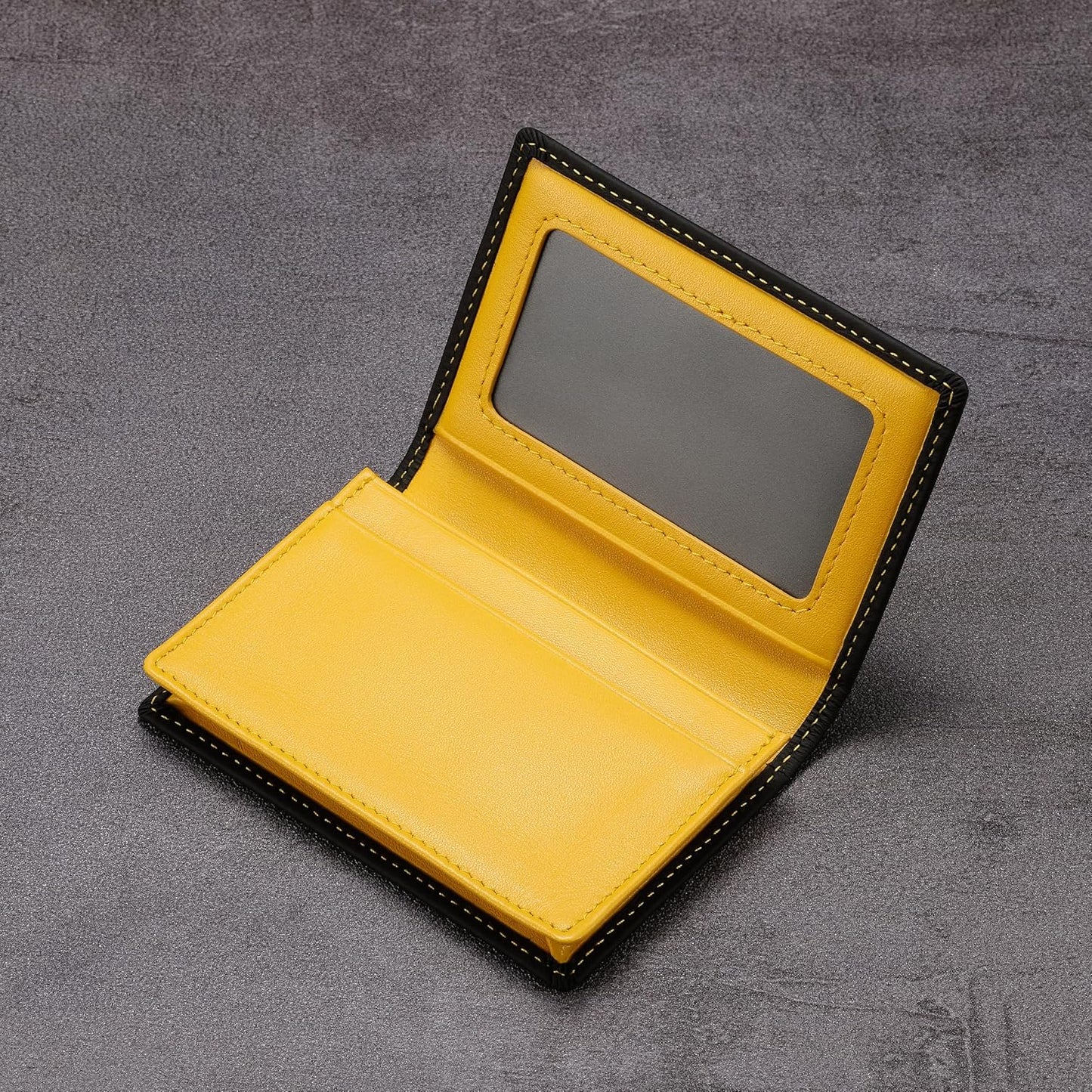 Leather Business Card Case Holder for Men & Women, Italian Calfskin